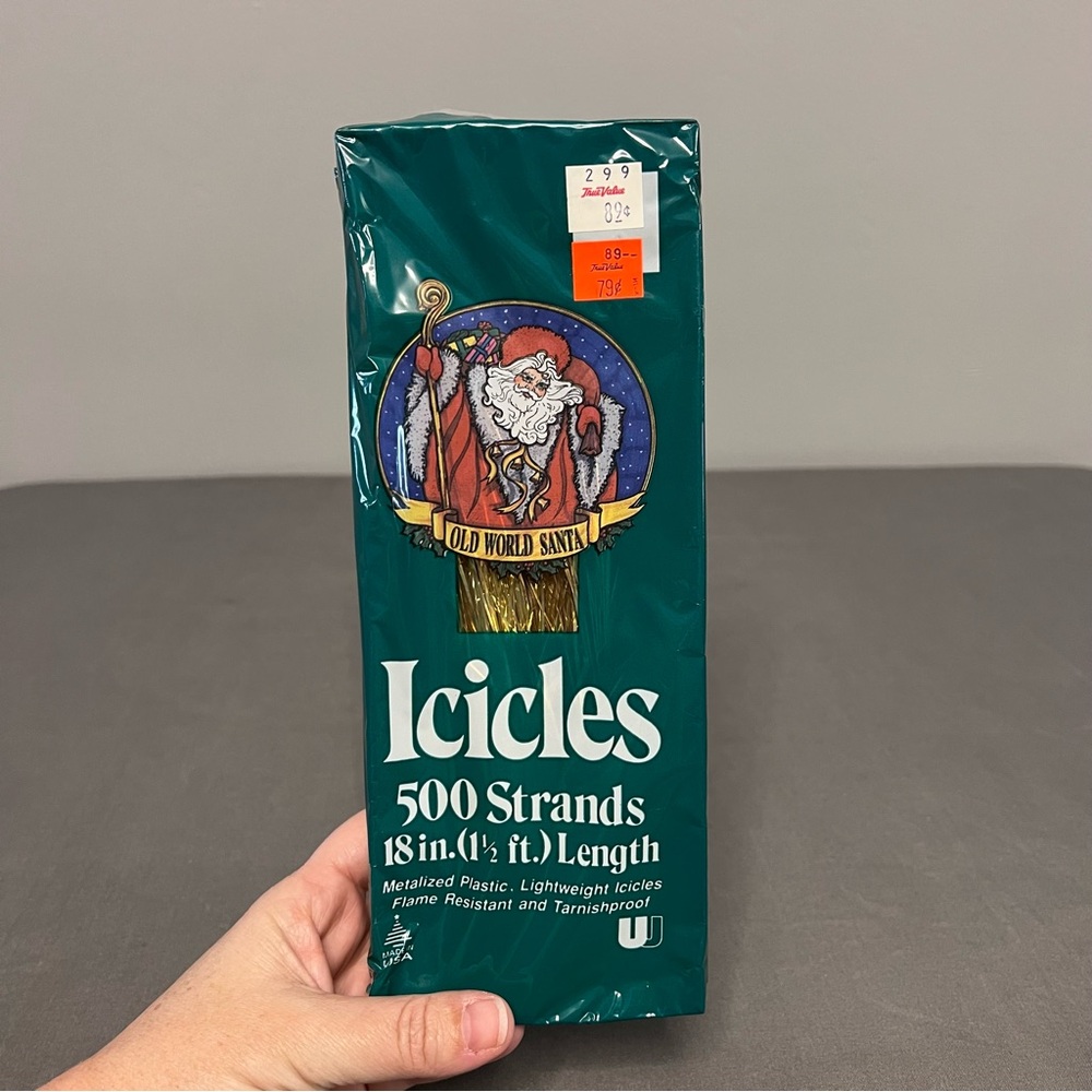 VTG 2 New Packs Of Old World Santa 18” Gold Icicles/Tinsel 500 Strands In Each
